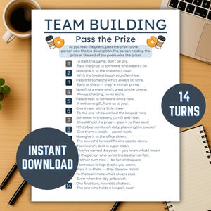 Team Building Pass the Prize Game Printable, Fun Office Icebreaker Work Games, Office Pass The Present, Digital Instant Download PDF