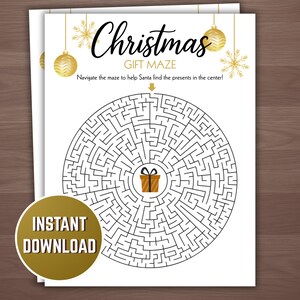 Christmas Maze Game, Printable Christmas Game, Fun Holiday Game Night Activity, Xmas Activity, Christmas Eve Games, Family Reunion Party