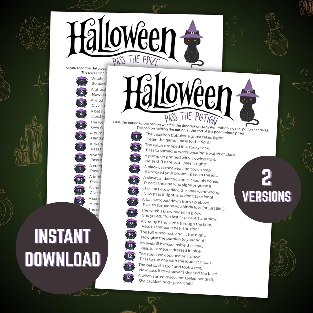 Halloween Pass the Prize Game, Creepy Printable Pass the Pumpkin Game ...