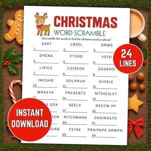Christmas Word Scramble Game Printable Christmas Game Festive Party Game for Kids Fun Holiday Game Night Activity Emoji Game Digital