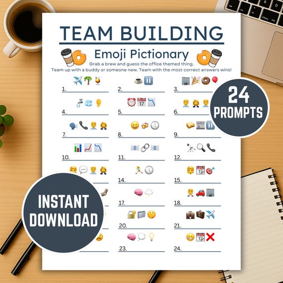 Team Building Emoji Game – Printable Fun Activity for the Office– Engage Your Team with a Quick, Interactive Emoji Challenge – PDF