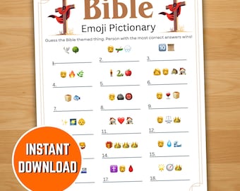 Bijbelsemoji-spel Afdrukbaar kerkspel Emoji Pictionary Bijbelspel Christelijke spelavondactiviteit voor kinderen en volwassenen