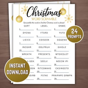Christmas Word Scramble Game, Printable Christmas Emoji Game, Festive Party Game for Kids, Fun Holiday Game Night Activity, Trivia Game