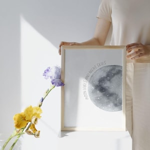 Moon Vibes & Night Himmel-Aquarell Digitale Wand Kunst-Celestial ästhetisch druckbares Poster-Kinderzimmer Druck-Schlafzimmer Dekor-Boho Kunst-Mond Poster