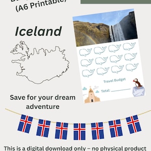 Tracker del budget di viaggio in Islanda - Sfida di risparmio minimalista stampabile in PDF / Compatibile con iPad e GoodNotes