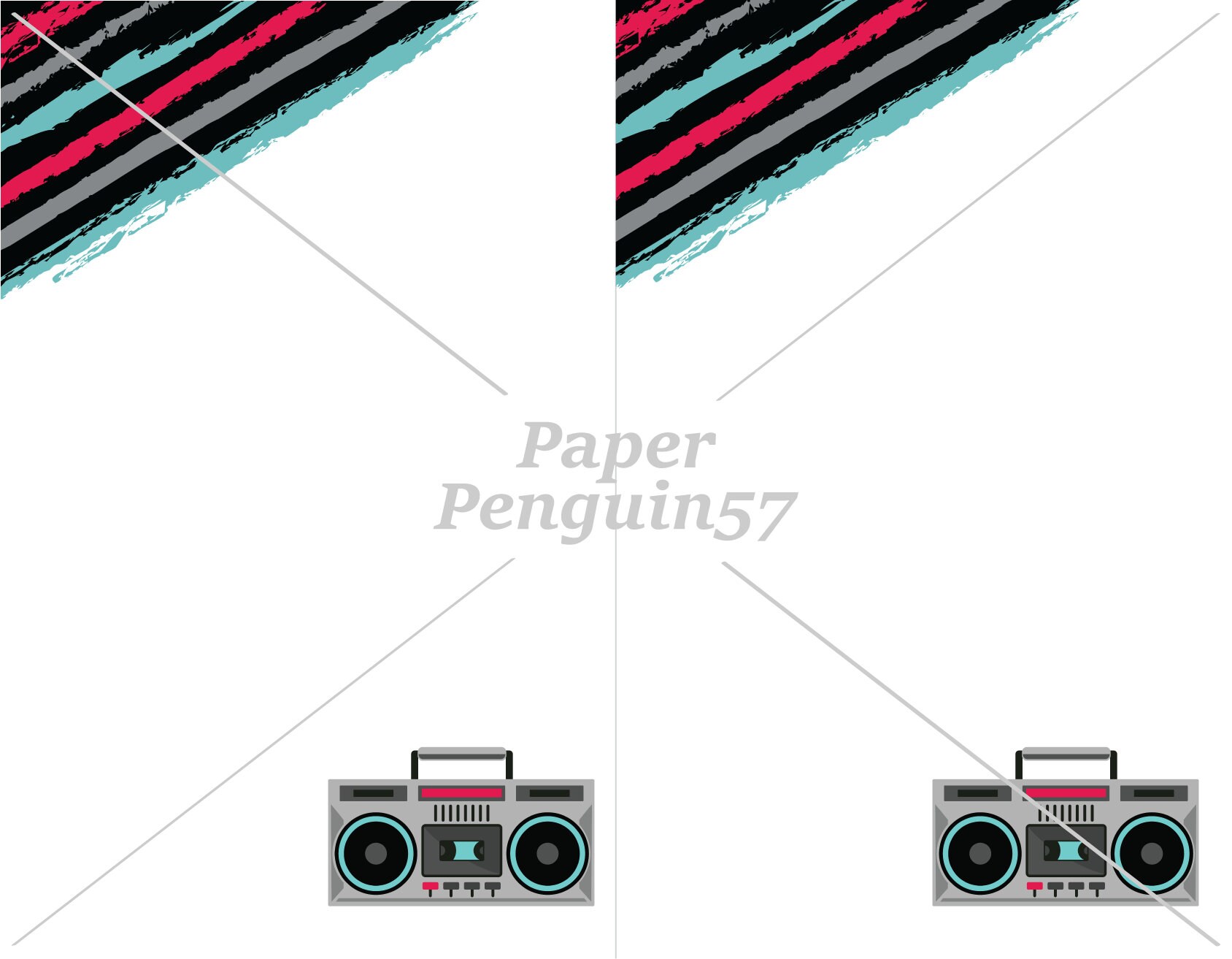 Printable Stationery Paper Funky Retro 80s Boombox Letter Pen Etsy UK