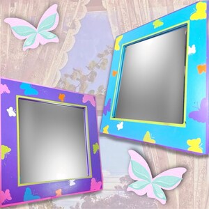 Y2K Butterfly Mirror Set – Purple & Blue Wall Decor, 2000s Aesthetic, Nostalgic Room Decor, Wall Hanging Mirrors