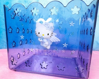 Vintage 2000 Sanrio Hello Kitty "Blue Angel" Translucent Storage Bin - Rare Y2K