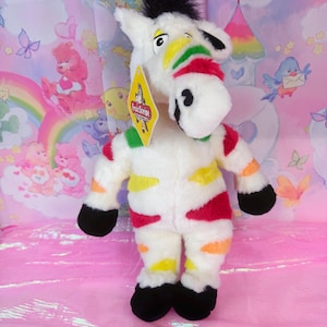 Fruit Stripe Gum Zebra Plush – Vintage 1990s Yipes Mascot – Rare Collectible Plush Toy New with Tag – 17 Inch Weighted Stuffed Animal