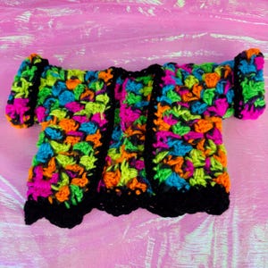 Handmade Crochet Sweater for 16 Inch Plush Toys - Fits Build a Bear  – Rainbow Speckled Multicolor Cardigan OOAK 16” Doll Clothes