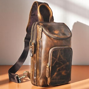 Sac à bandoulière en cuir pour homme, bandoulière messager sur la poitrine, petit sac banane de voyage, cadeau unisexe pour lui