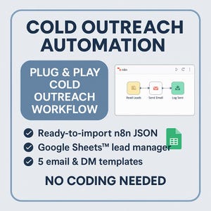 Cold Outreach Automation — Plug & Play n8n Workflow + Sheets + Email Templates