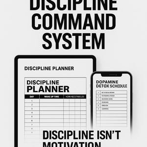 30-Day Discipline Command System for Men – Dopamine Detox Planner, Daily Routine Tracker & AI Prompts (Printable PDF)
