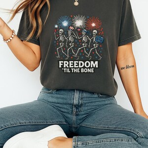 Skeleton USA Flag Shirt: 4th of July Patriotic Design