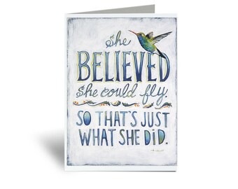 She Believed Inspirational Art Print, Printable Greeting Card, Inspirational Graduation Card to Download and Print, Encouraging Quote