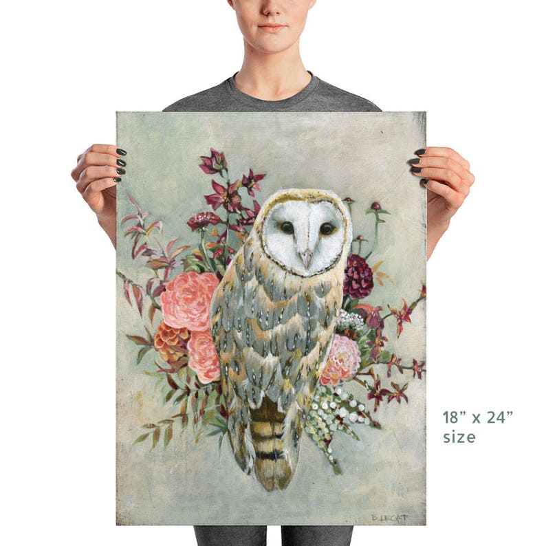 Barn Owl Art Print, Boho Style Owl Wall Decor, Owl Totem Gift Idea image 4