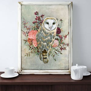 Barn Owl Art Print, Boho Style Owl Wall Decor, Owl Totem Gift Idea image 9