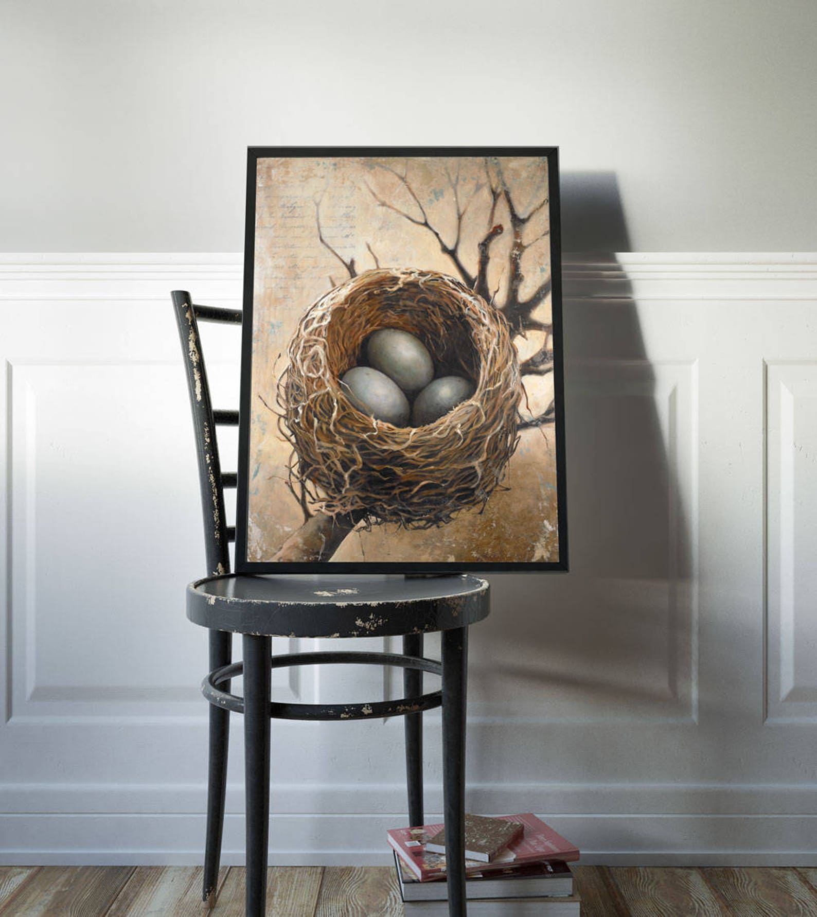 Bird Nest Wall Art Print Birds Nest With Eggs Poster Nature Etsy