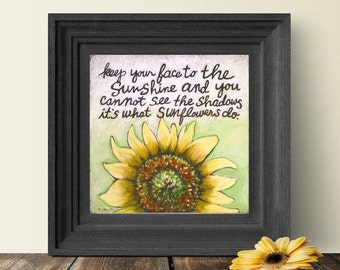 Sunflowers Art, Helen Keller Quote, Support Gift for Her, Inspirational Sayings Wall Print, Sunflower Quote Wall Art