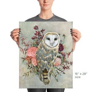 Barn Owl Art Print, Boho Style Owl Wall Decor, Owl Totem Gift Idea image 3