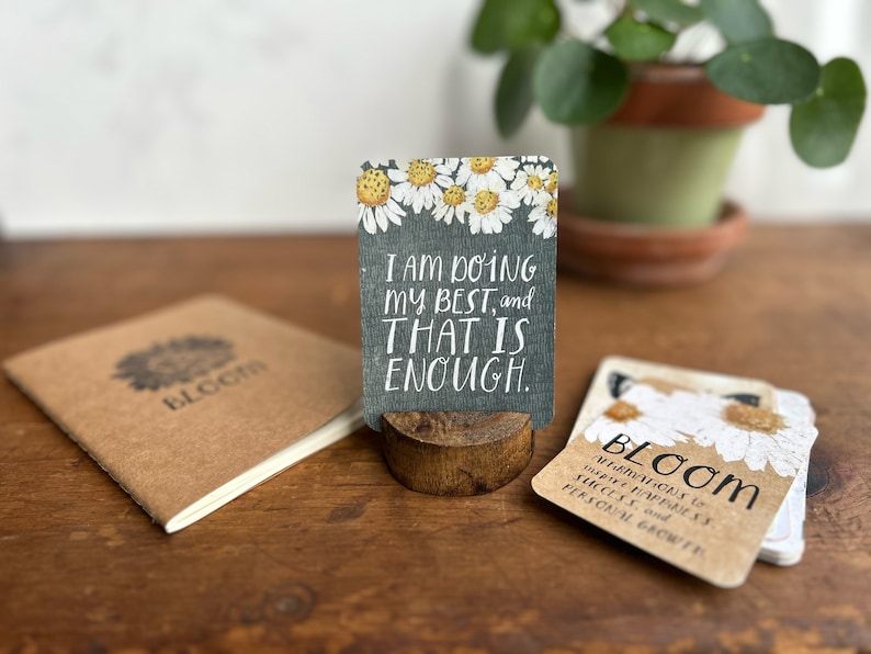 Mental Health Affirmation Cards Deck with Journal and Prompts, Inspirational Quotes Card Deck for Meditation, Self Care, and Journaling Card Holder included