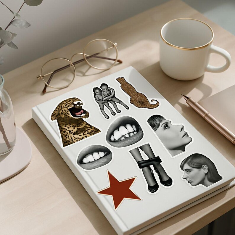 Retro Aesthetic Sticker Pack | Camera, Disco Ball, Red Lips, Vintage ...