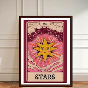 Impressão digital do Tarô da Estrela | Arte de parede celestial retrô | Pôster Boho místico | Decoração de cartas de estrelas para impressão | Download instantâneo da arte