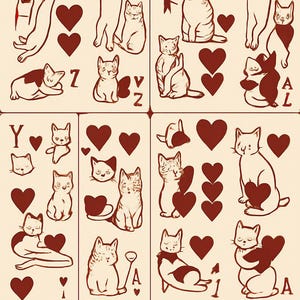 Cat Playing Cards Printable Deck | Cute Cat Poker Cards | Whimsical Cat Art | Digital Download Game | Funny Cat Gift for Cat Lovers