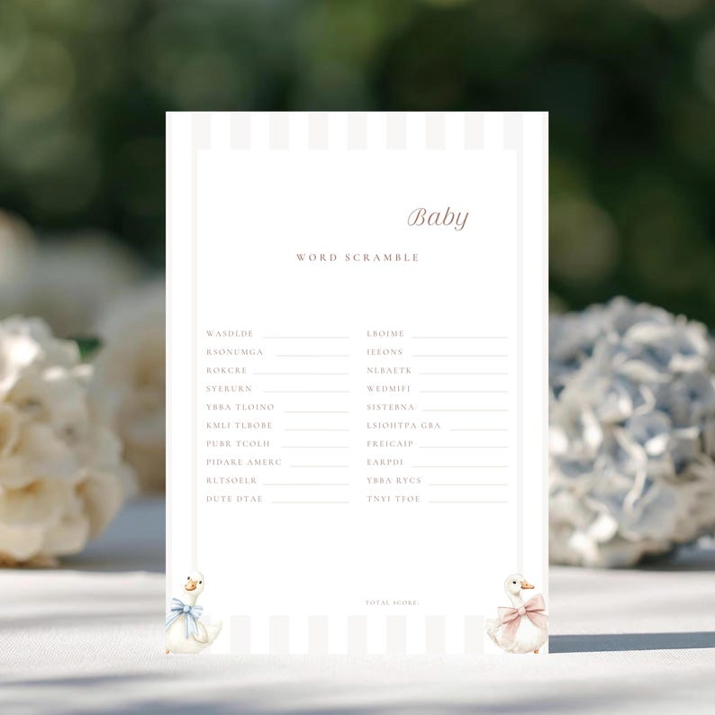 Neutral Goose Gender Reveal Party Games: Baby Shower Activity (Digital Download) GR-03 image 12