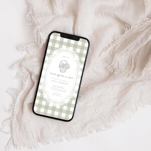 Green Gingham Bridal Shower Invitation: Fresh Off The Market Bridal Invite, Farmers Market Bridal Party (Digital Canva Template) BR-01 image 8
