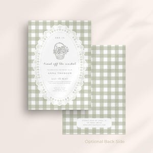 Green Gingham Bridal Shower Invitation: Fresh Off The Market Bridal Invite, Farmers Market Bridal Party (Digital Canva Template) BR-01 image 10