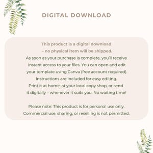 May include: A digital download product announcement with the text "DIGITAL DOWNLOAD". The text explains the product is a digital download, with no physical item shipped. Instructions for use are included.