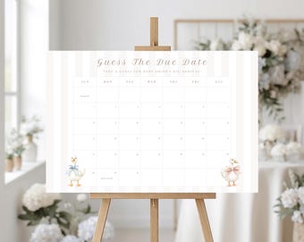 Neutrale Gans Geschlecht offenbaren Fälligkeitsdatum Zeichen: Baby Shower Spiel (digitaler Download) GR-03