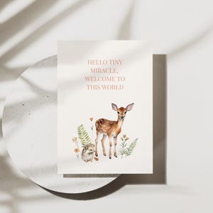Digitale geboortekaartjes | Bos babyherten en egels | Afdrukbaar en mobiel formaat | Direct downloaden | Bosdieren