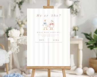 Neutral Gans Gender Reveal Sign: Er oder Sie erraten Poster (Digitaler Download) GR-03