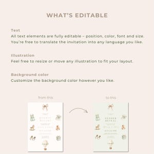 May include: A gender reveal invitation design with a soft, neutral color palette. The design includes illustrations of baby-related items like a rocking horse, a hot air balloon, and a gift box. The text says "Gender Reveal".