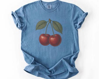 Comfort Colors® Cherry Shirt, Cherry Tee, Fruit Tshirt, Summer Shirt, Food lover gift, Foodie, Cherry Lover Gift, Retro Cherry Shirt