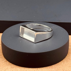 Bague en argent sterling avec incrustation rectangulaire : bijoux DIY en résine et opale