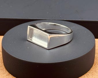 925 Sterling Silver Plated Rectangle Inlay Ring: DIY Resin & Opal Jewelry