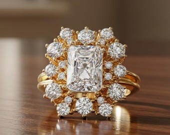 Oktagon Simulierter Diamant Verlobungsring: 925 Sterling Silber Solitaire