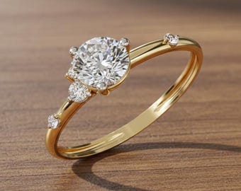 Simulierter Diamant Cluster Verlobungsring: 925 Sterling Silber Solitaire