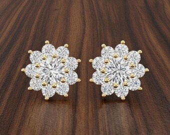 925 Sterling Silver Plated Simulated Diamond Stud Earrings: Bridal Wedding Jewelry
