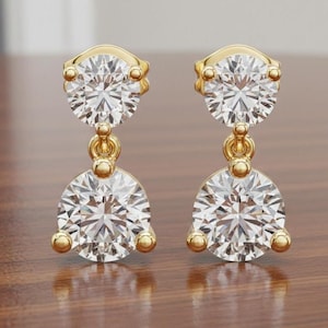 925 Sterling Silver Plated Simulated Diamond Stud Earrings: Double Stone Bridal Jewelry