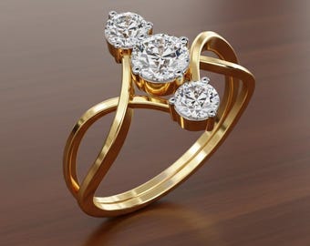 Verdreifachen Cluster Simulierte Diamant Ring: 925 Sterling Silber überzogene Verlobungsschmuck