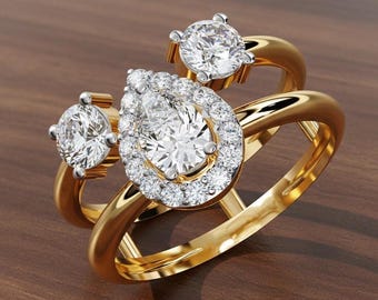 Pear Cut Simulierter Diamant Solitär Ring: 925 Sterling Silber überzogener Hochzeits Schmuck