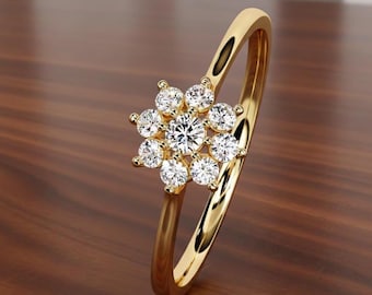 Simulierter Diamant 925 Sterlingsilber überzogener Solitaire Ring: Runder Cluster-Verlobung