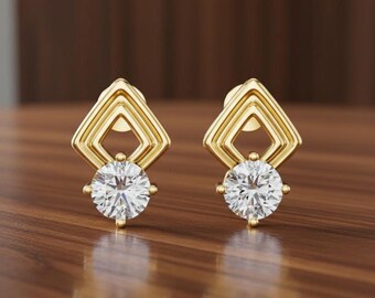 925 Sterling Silver Plated Simulated Diamond Round Stud Earrings