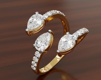 Pear Cut Simulierter Diamant Solitär Ring: 925 Sterling Silber überzogener Hochzeits Schmuck