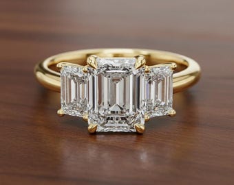 Zirkonia 925 Sterlingsilber überzogener Solitär-Ring: Cluster-Verlobungsring im Smaragdschliff