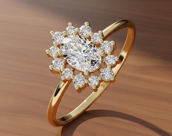 Oval Simulierter Diamant Verlobungsring: 925 Sterling Silber Plated Hochzeitsschmuck